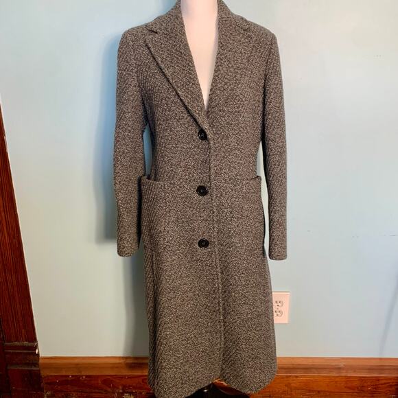 J. Crew Grey Tweed Wool Coat Size 4 - Picture 6 of 7
